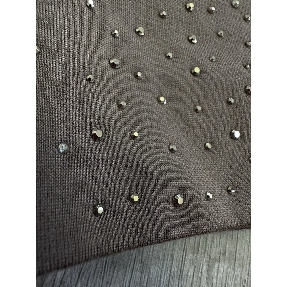 Chico's Brigitte Pants 3.5R US 18R Brown Pull On Wide Leg Rhinestone Hem Plus - Picture 4 of 16